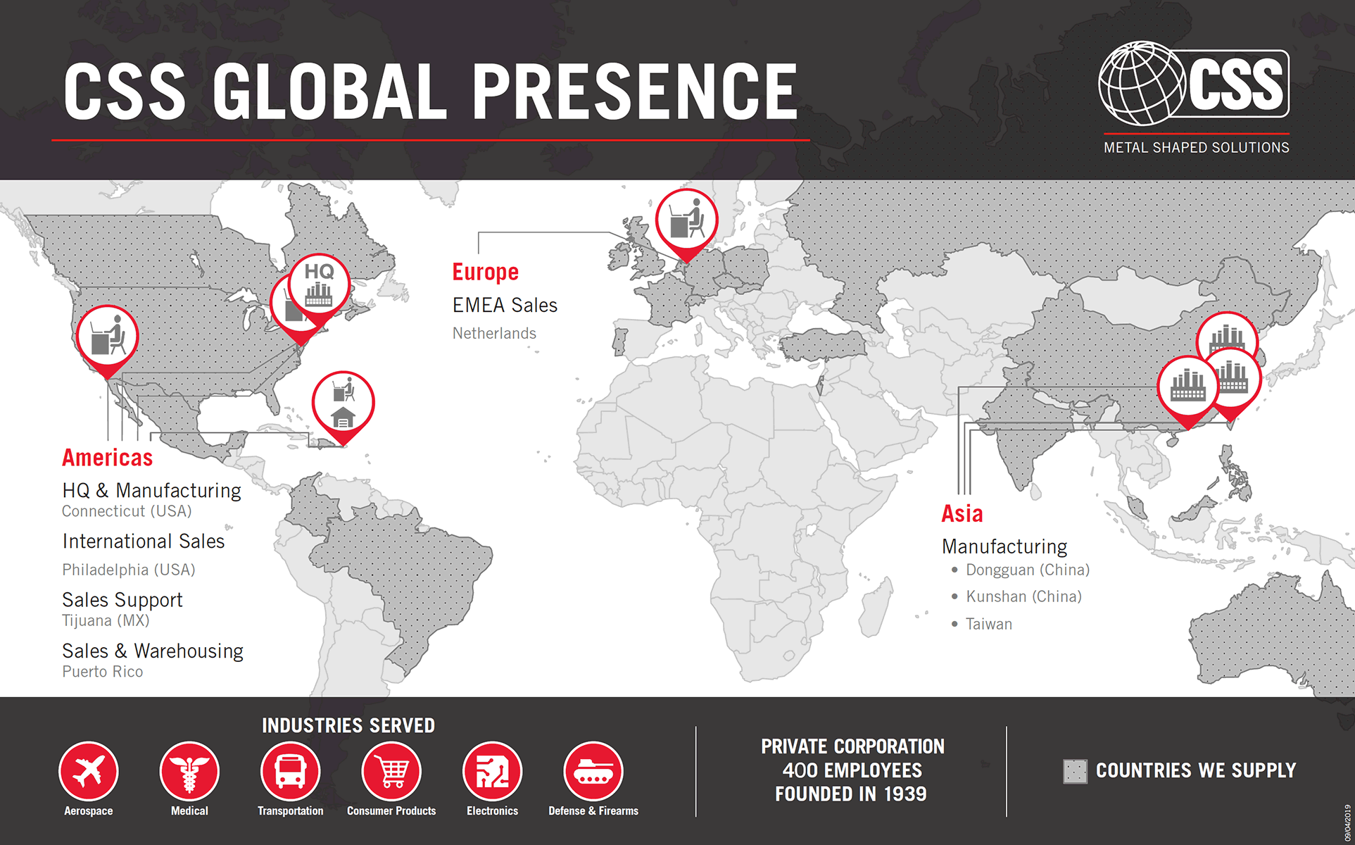 A map of the CSS Global Presence